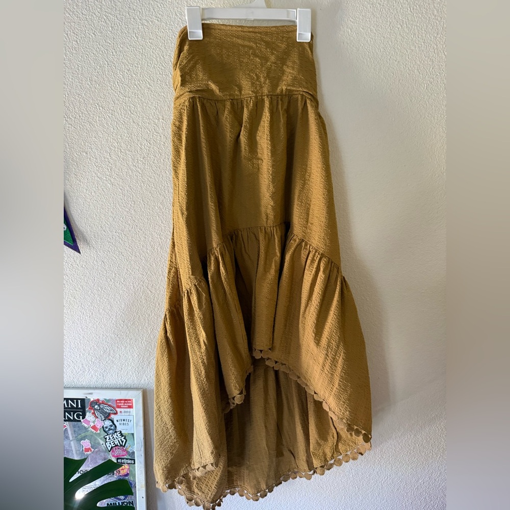 Women’s Strapless Mustard Tiered High-low Dress - Anthropologie
